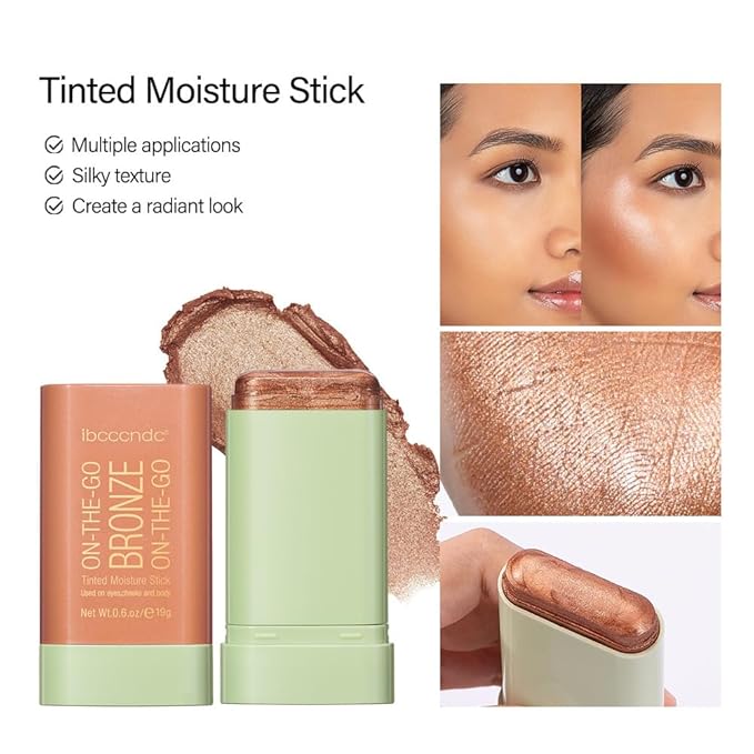 Cream Contour Stick,Bronzer Contouring Stick Facial Cream Highlight Contour Shaping Face Bronzer Makeup Blendable,Long Lasting 02-Soft Glow-VivaGrace Women