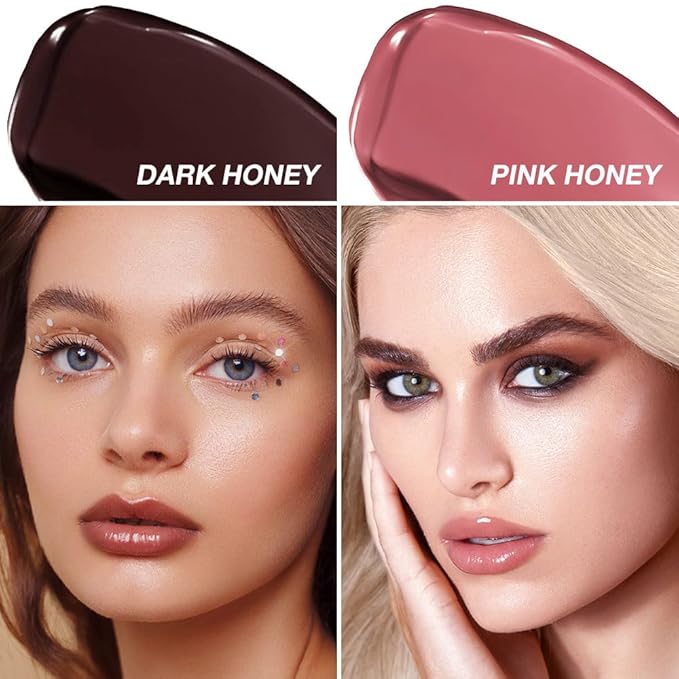 2PCS Honey Tinted Lips Balm Lipstick - Sheer Hydrating Lipstick for All Skin Tones - Moisturizing Lip Balm, Nourishing Lip Balm – Bálsamo Labial Hidratante con Color,Natural Cherry Black & Pink-VivaGrace Women