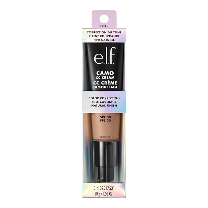 e.l.f. Camo CC Cream, SPF 30 Color-Correcting Medium-To-Full Coverage Face Foundation, Delivers An Airbrushed Finish, Vegan & Cruelty-Free, Medium 370 N-VivaGrace Women