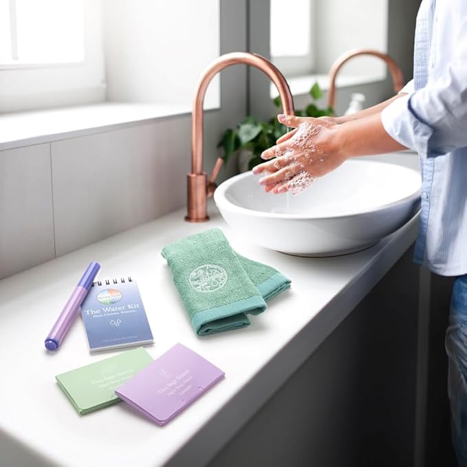 The Water Kit by Two Sage Sisters - Self Care Kit with Soap Sheets, Notebook, Marker, and Washcloth, Bath Shower Sets for Meditation and Relaxation, Mini Spa Kit Self Care Box for Women and Men-VivaGrace Women