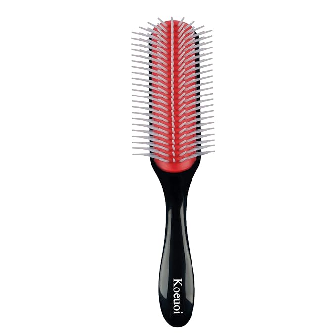 Classic Styling Curly Hair Brush. 9 Row Black Brush for Detangling, Separating, Shaping. For Women and Men Wet or Dry Hair.-VivaGrace Women