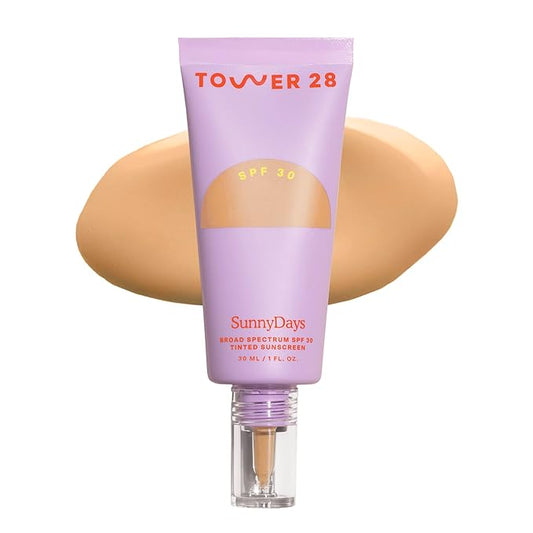Tower 28 Beauty SunnyDays SPF 30 Tinted Mineral Sunscreen - For Sensitive Skin - 2-in-1 Facial Broad Spectrum UVA/UVB Protection + Foundation – Shade 20 MULHOLLAND, 1 Fl Oz-VivaGrace Women