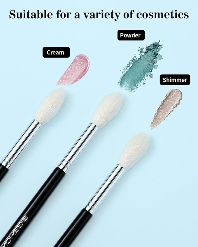 Eyeshadow Brush Fluffy Big Blending Brush Goat Bristles Soft Smugde for Powder Cream Liquid Eyeshadow for Eye Makeup Black (E838)-VivaGrace Women