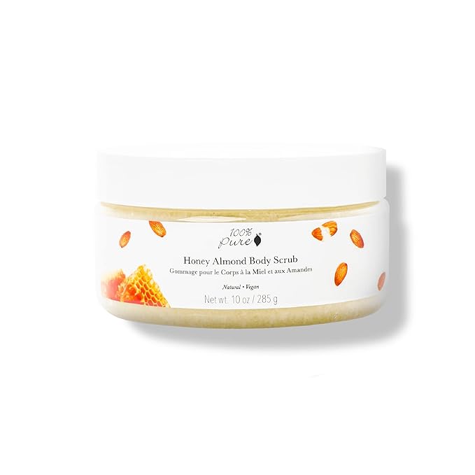 100% PURE Honey Almond Body Scrub Exfoliating Deep Clean with Sea Salts & Nourishing Oils - Natural Deeply Moisturizing Skincare - Vibrant Radiant Skin Restore & Pore Cleanse - Vegan - 10oz-VivaGrace Women