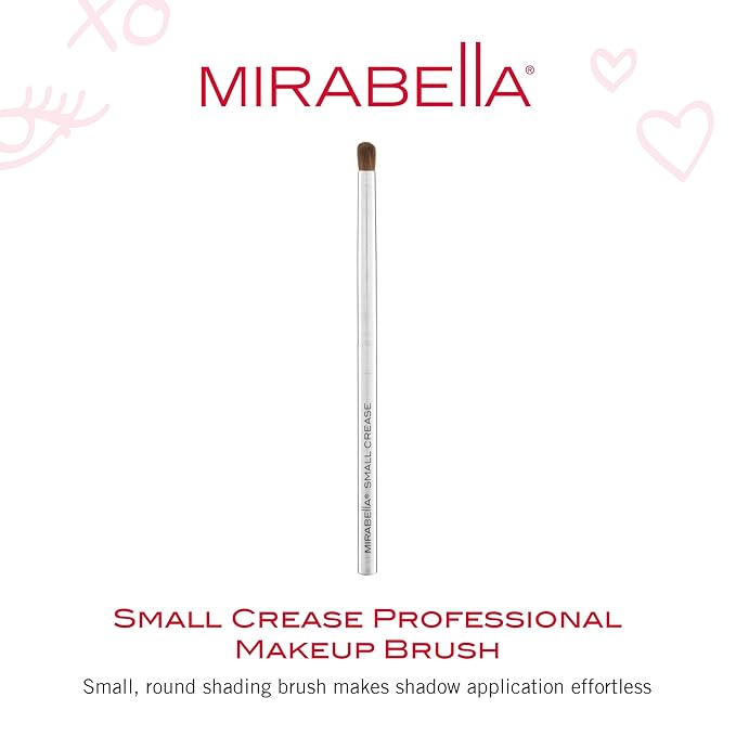 Mirabella Small Crease Eyeshadow Brush, Premium Professional Makeup Brush Collection, Cruelty-Free Synthetic Bristle Brush, Hand-Sculpted Brushed Aluminum Handle, Luxury Blending Brush for Makeup-VivaGrace Women