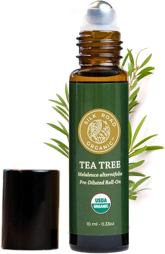 Silk Road Organic Tea Tree Essential Oil Roll On, 100% Pure USDA Certified – Healthy Skin, Toenails, Feet, Body Odor - 10 ml Roller - Always Pure, Always Organic-VivaGrace Women