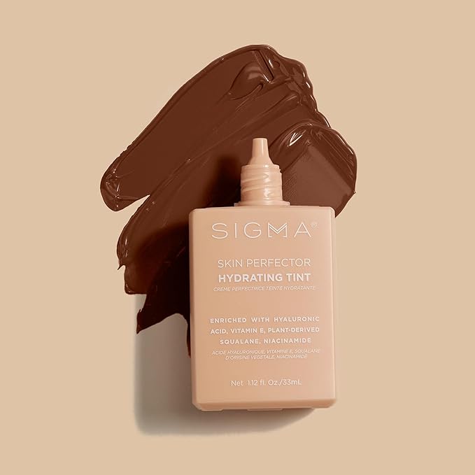 Sigma Beauty Skin Perfector – Hydrating Skin Tint Foundation for Lightweight, Buildable Coverage, With Hyaluronic Acid, Niacinamide Serum, and More (6 Dark Rich Tint, 1.12oz)-VivaGrace Women