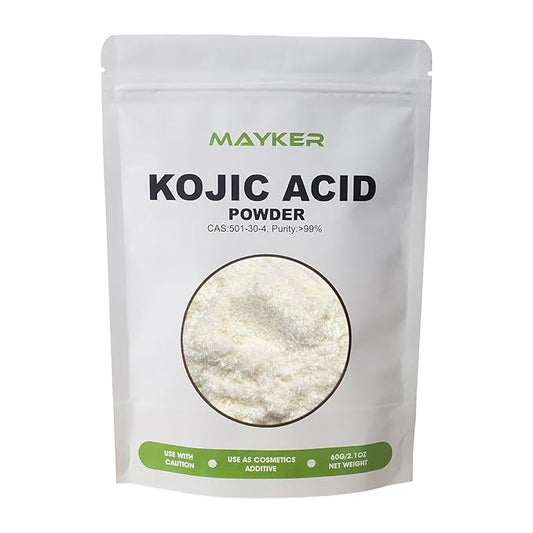 MAYKER Pure Kojic Acid Powder 2.1oz (60gram), Skin Whitening Lightening, Natural and Organic, High Purity 99.9%, Diminishes the Appearance of Dark Spots, Freckles & Scars, for DIY Soaps, Creams-VivaGrace Women