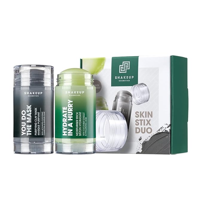 Shakeup - Skin Stix Duo, Mens Skincare Gift Set, Moisturiser Stick + Charcoal Mask Stick, Hydrates and Nourishes Skin, 2 x 35gr-VivaGrace Women