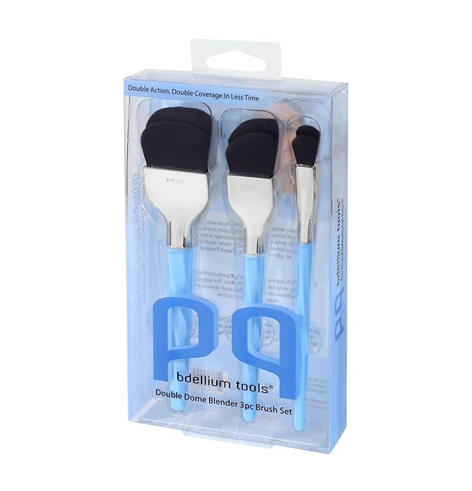 Bdellium Tools Professional Makeup Brush - Blue Double Dome Blender 3pc Brush Set-VivaGrace Women