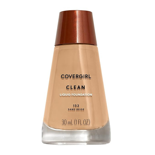 COVERGIRL Clean Liquid Foundation, Sand Beige 153, Pack of 1-VivaGrace Women