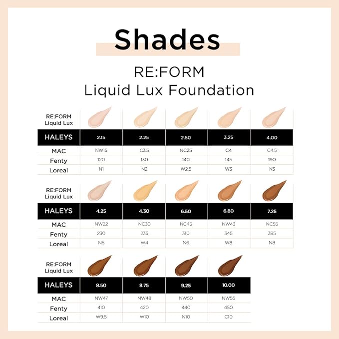 HALEYS RE:FORM Liquid Lux Foundation (9.25) Vegan, Cruelty-Free Foundation Makeup - Even Skin Tone and Cover Blemishes & Imperfections with a Luminous Finish for Long-Lasting Wear-VivaGrace Women