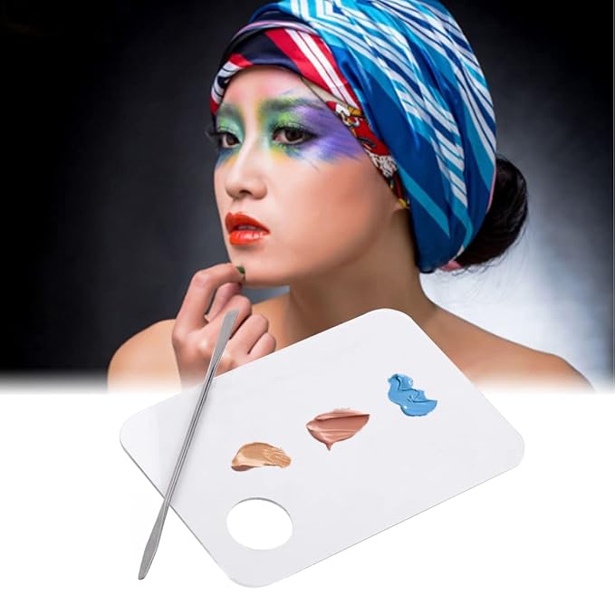 Acrylic Cosmetic Makeup Palette, 2 Pack Makeup Mixing Palette, Foundation Palette with Spatula Tool for Nail Art Eye Shadow Eyelash Makeup Professional Pigment Blending-VivaGrace Women