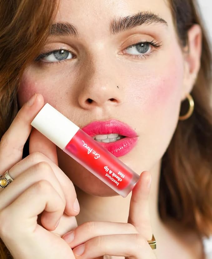 Ere Perez - Natural Beetroot Cheek + Lip Tint | Water-Resistant, Long-Lasting, Hydrating, Vibrant | Blue Agave, Rosehip Oil, Vitamin E | Vegan, Cruelty-Free, Clean Beauty (Fun-Pink)-VivaGrace Women