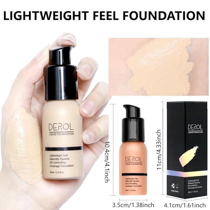 Foundation Full Coverage Liquid Foundation Cream - Lightweight Concealer - Suitable for All Skin Types (ivory white 02)-VivaGrace Women