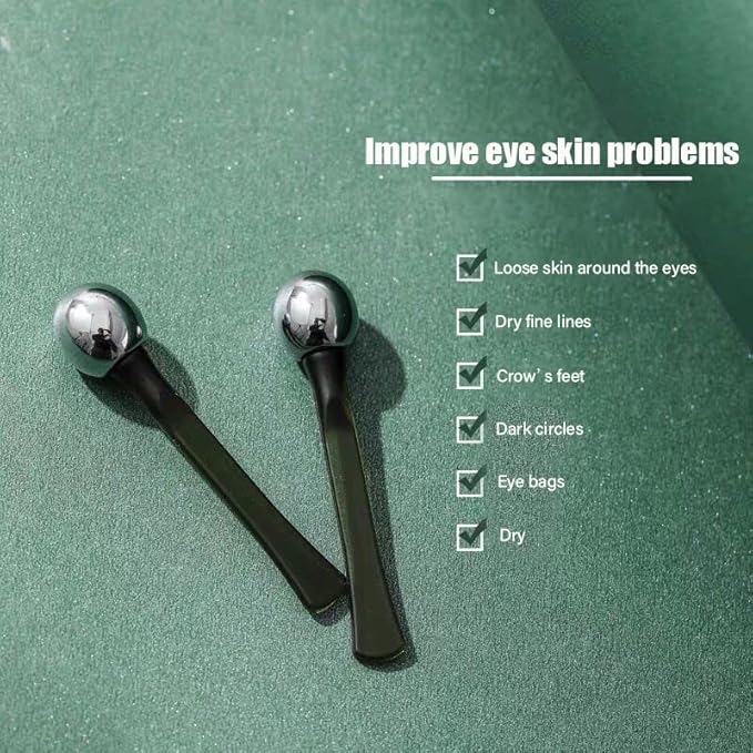 2 PCS Portable Eye Serum Cream Applicator Eyes Massage Tool, Can Be Used As Eyes Cream Spoon, Reduce Eye Swelling Flannel small gift bag-VivaGrace Women