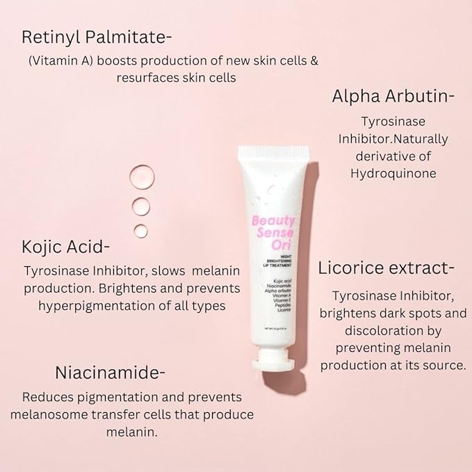 Potent brightening Lip Balm for dark lips & smokers lips, kojic acid, alpha arbutin, niacinamide, licorice, vitamin A, Carefully formulated for lips.-VivaGrace Women