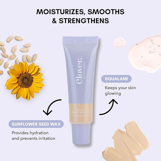 Clover Skin Is In Serum Foundation | Hydrating Face Serum, Lightweight Foundation, Cruelty-Free & Vegan | With Squalane And Sunflower Seed Wax | 30 ml - Shade 02 (Fair)-VivaGrace Women
