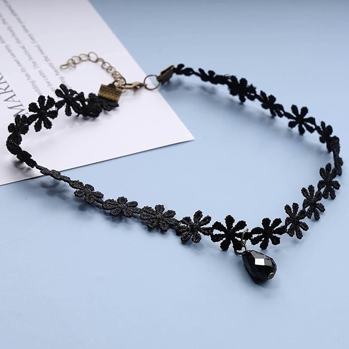 Black Choker Necklace Crystal Necklace Chain Short Collar Necklace Jewelry for Women and Girls-VivaGrace Women