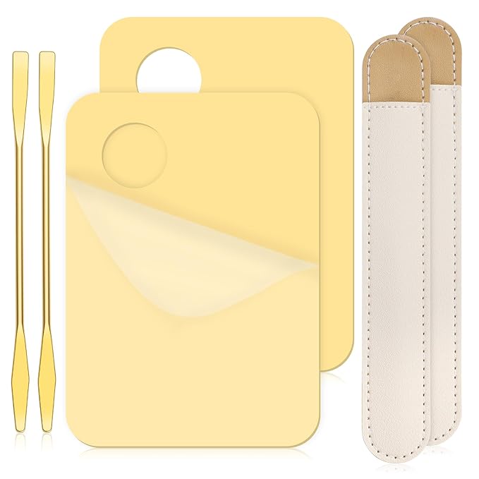 6 in 2 Sets Makeup Mixing Palette, Gold Acrylic Cosmetic Palette with Korean Makeup Spatula Tool for Mixing Foundation Eye Shadow Lipsticks Nail Art-VivaGrace Women