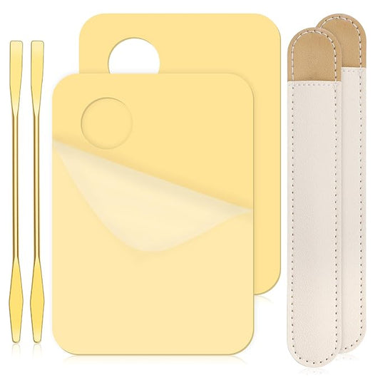 6 in 2 Sets Makeup Mixing Palette, Gold Acrylic Cosmetic Palette with Korean Makeup Spatula Tool for Mixing Foundation Eye Shadow Lipsticks Nail Art-VivaGrace Women