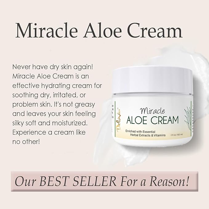 Deluvia Miracle Aloe Cream | Face & Body Moisturizer with Vitamin E & Organic Aloe Vera (2 Ounce (Pack of 1), Unscented)-VivaGrace Women