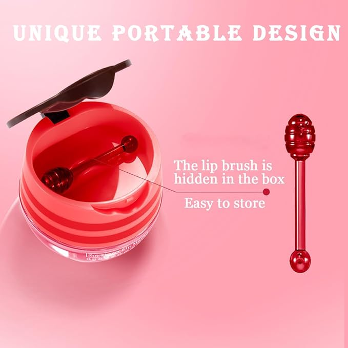 Bee Lip Balm Honey Pot, 2 Pcs Strawberry & Honey Lip Masks Hydrating Prevention Dry and Cracked Lip Scrubs Exfoliator (Strawberry & Honey)-VivaGrace Women