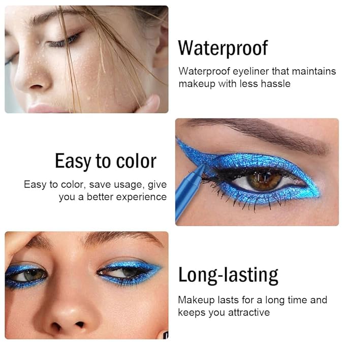 evpct Deep Sea Blue Gel Eyeliner Pencil for Women Waterline Waterproof Smudge Proof Eye Makeup Liners, Blue Mascara Eye Liner Gel Liner Eyeliner with Sharpener delineador de ojos contra el agua 08