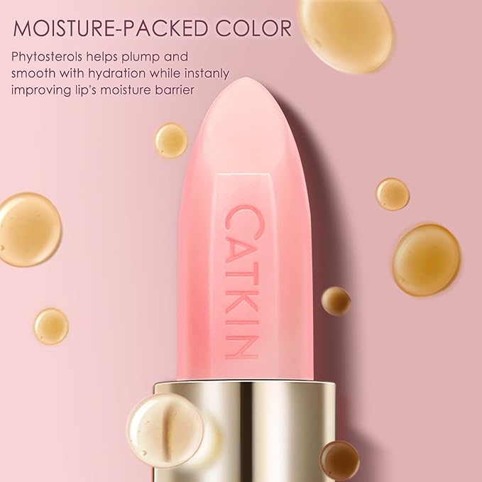 CATKIN Tinted Lip Balm Color Changing Lipstick Ultra Hydrating 100% Natural Lip Moistrurizer with Vitamin E Nourishing For Cracked & Dry Lips 0.12 oz Pink-VivaGrace Women