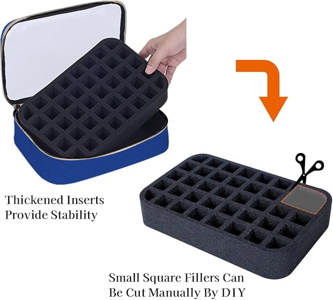 Nail Polish Bag organizer-Holds 40 bottles(15ml-0.5fl.oz)，Nail Polish Carrying Case Clear Multifunctional Cosmetic Travel Cases Makeup Bags DarkBlue