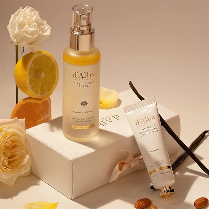 d'Alba All About Korean Skin Care, Gift Set for White Truffle First Spray Serum & Nourishing Hand Cream, Perfect for Mothers Day Gift-VivaGrace Women