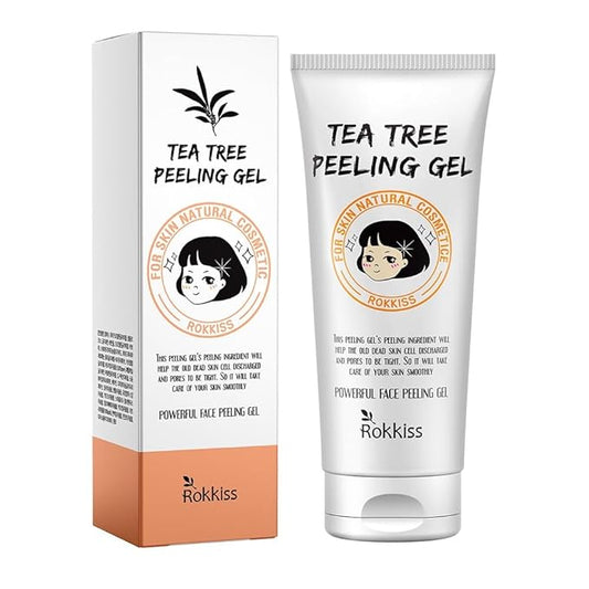 Tea Tree Peeling Gel (4.1fl oz) - Gentle Exfoliating Gel for Face & Body with Natural Cellulose, Remove Impurities for Smooth Skin, Korean Skin Care. Cica, Licorice & Aloe Vera Extracts.