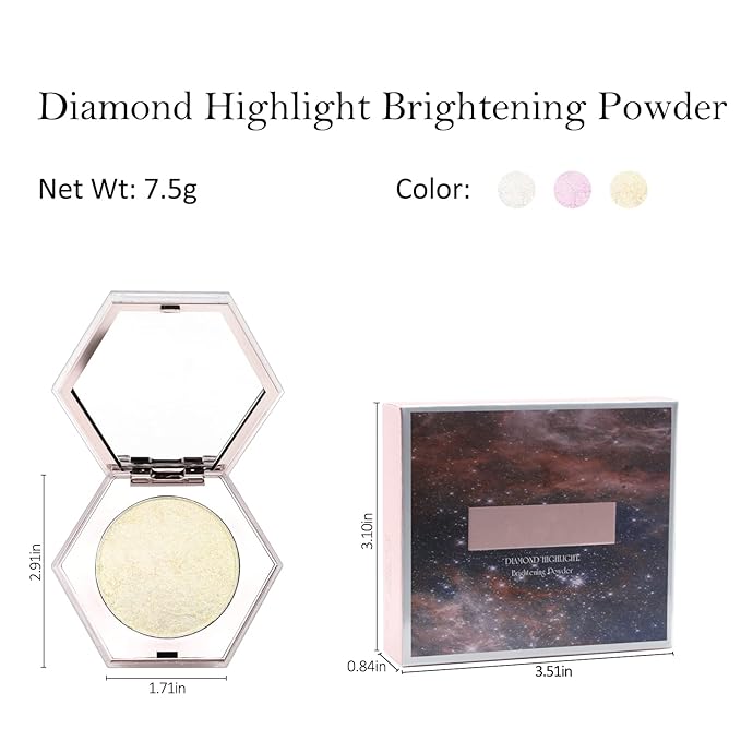 Erinde Champagne Gold Face Highlighter Makeup Palette, Shimmer Diamond Glitter Highlighter Powder for Face Body, Face Highlighters Makeup & luminizers Palette, Long-Lasting Lightweight, 03#-VivaGrace Women