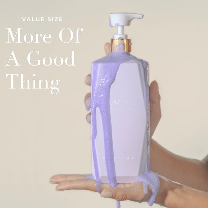 Goldie Locks Brilliant Blonde Purple Shampoo for Blonde, Lightened, Grey Hair & Extensions, Brightens, Tones, Eliminates Brass, Sulfate-Free, Nourishing, Moisturizing, Color Safe, 8.45 Fl Oz Bottle-VivaGrace Women