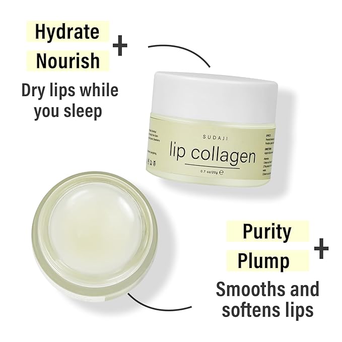 Lip Collagen + Peptide Complex, Collagen Lip Balm with Vitamins E, A -Lip Butter to Nourish & Hydrate Dry Cracked Lips, Moisturizing Lip Mask Overnight, Gentle exfoliating Lip Butter Balm-VivaGrace Women