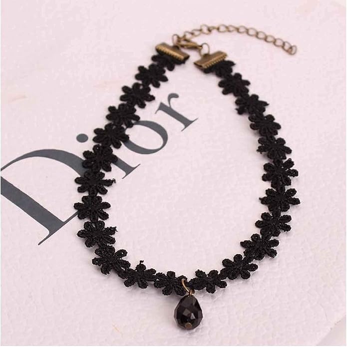 Black Choker Necklace Crystal Necklace Chain Short Collar Necklace Jewelry for Women and Girls-VivaGrace Women