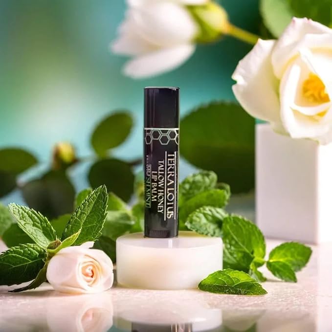 Tallow Lip Balm (3 Pack) - Hydrating With Organic Italian Olive Oil, Pure Grass Fed Tallow, and Beeswax - Long Lasting Lip Therapy (Mint)-VivaGrace Women