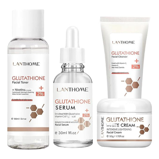 Glutathione Skincare Set, Complete Skin Care Routine Includes Glutathione Cream, Toner, Face Wash & Glutathione Face Serum, Anti-Aging Skincare Set For Women, Tight, Anti-Aging, Radiant-VivaGrace Women