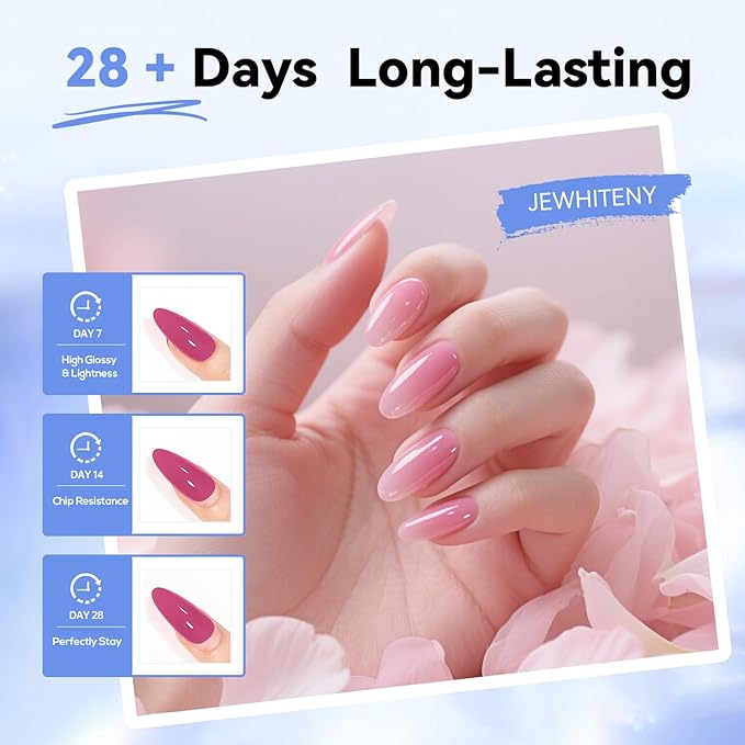 JEWHITENY 28 Colors Poly Nail Gel Set - 15ml Nude Pink Brown Black Grey Blue Yellow Tones for French Manicure DIY Nail Art Salon & Home Use Holiday Gift-VivaGrace Women