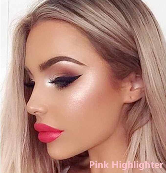 Go Ho Liquid Highlighter Wand,White Pink Highlighter Makeup Stick with Cushion Applicator,Smooth Creamy Liquid Highlighter Blendable Glowing Face Illuminator Contouring Makeup,03# Highlighter Makeup-VivaGrace Women