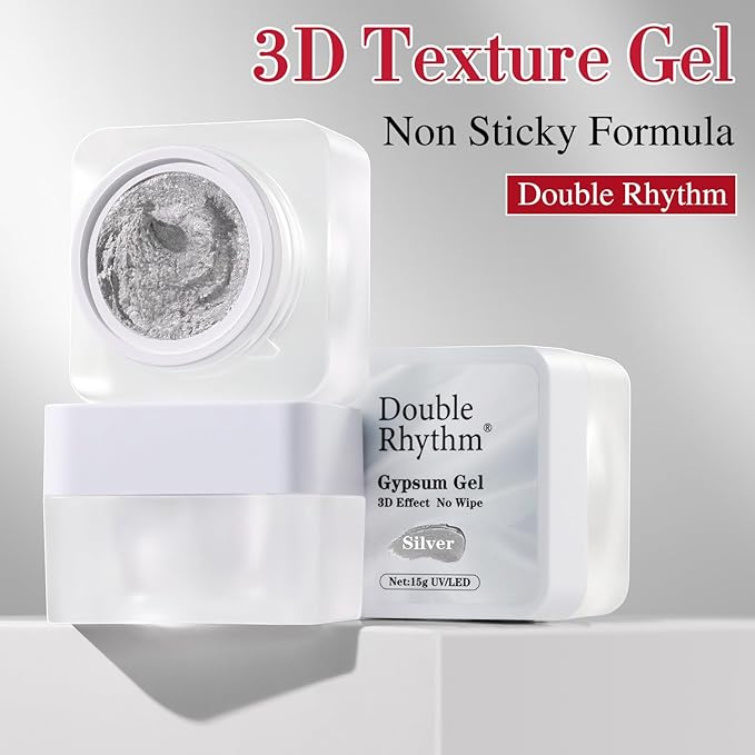 Double Rhythm 3D Nail Gel Solid Sculpting Gel for Nail Art Non-Sticky Hard Gel for Building Carving Molding Nail Extension Soak Off UV/LED Salon Home DIY 0.5 Oz (Gypsum Silver Gray)-VivaGrace Women
