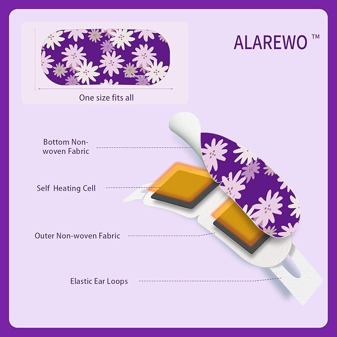 Steam Eye Mask Self Heating Moist Eye Compress Disposable SPA Warm Eye Mask 10 Packs for Dry Eyes, Eye Fatigue, Stress Relief, Soothing Headache Travel Trouble Sleeping(Lavender)-VivaGrace Women