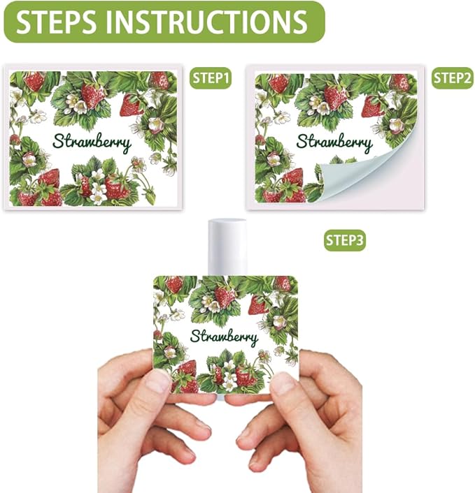 OLYCRAFT 100Pcs Self-Adhesive Lip Balm Tag Stickers 2.1x1.7 inch Waterproof Adhesive Label with Strawberry Rectangle Lipstick Tag Sticker for Lip Balm Container Tubes Lipstick Wrapping Decoration-VivaGrace Women