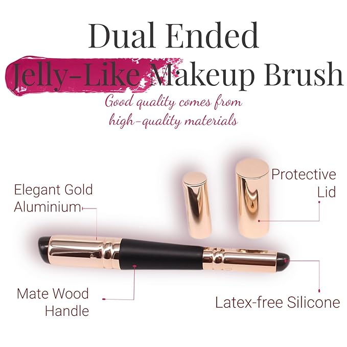 Dual Ended Silicone Lip Brush with Lid, Jelly-like Lip Makeup Brush, Versatile Makeup Applicator for Lips, Concealer, Contour, Blush, Bronzer, and Eyes, 1 count-VivaGrace Women