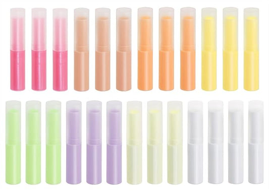 0.14oz Empty Flavored Lip Balm Container Tubes Plastic Homemade Moisturizing Lip Stick with Caps Bulk Fit for Women Adult DIY Making Supplies, 25 Count (Multicolor)-VivaGrace Women