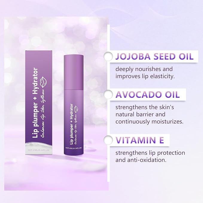 2Pcs Lip Plumper + Hydrator Lip Balm,Instant Volumizing Gloss with Hyaluronic Acid & Anti-Aging Ingredients,High-Shine Moisturizer for Smooth,Plump Lips,Cooling & Non-Sticky Formula-VivaGrace Women