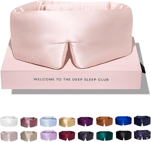 DROWSY Silk Sleep Mask. Face-Hugging, Padded Silk Cocoon for Luxury Sleep in Total Darkness. (Sunset Pink)-VivaGrace Women