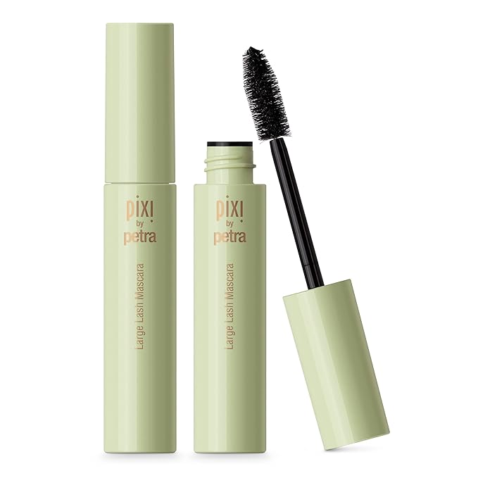 Pixi Beauty Large Lash Mascara - Bold Black 12ml | Intensely Volumizing Mascara | Buildable Formula | Lengthen and Plump Lashes | 0.4 Fl Oz