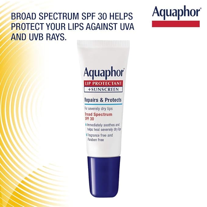 Aquaphor Lip Repair Lip Balm with Sunscreen, Lip Protectant, Lip Balm SPF 30, 0.35 Oz Tube (Pack of 48)-VivaGrace Women
