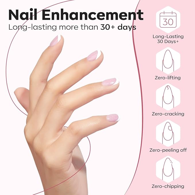 modelones Builder Nail Gel, 8-in-One Nude Pink Glitter Builder, Rainbow Iridescent Shimmer Nail Gel Polish, Jelly Pink Sparkle LED Lamp Cured Hard Rubber Color Base for Home DIY Salon Girls-VivaGrace Women